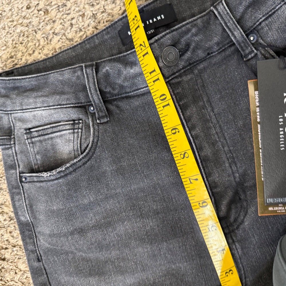 Risen Jeans Wide Leg Jeans‎ Womens 13/31 Black New RDP1025 Raw Hem High Rise - Picture 9 of 10